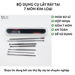 [Inox] Bộ Dụng Cụ Lấy Ráy Tai 7 Món Mẫu Mới Cây Móc Lỗ Tai Chuyên Dụng