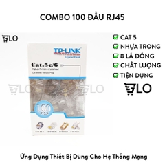 Combo 100 Đầu Hạt Mạng RJ45 CAT5/CAT6 Vỏ Nhựa