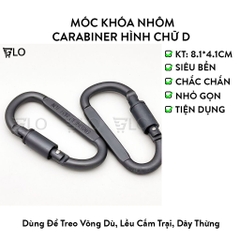 Móc Khóa Nhôm Carabiner Hình Chữ D, Có Ren Vặn Chốt Khóa, Được Làm Từ Hợp Kim Nhôm Cao Cấp Siêu Cứng, Bền, Không Mài Mòn