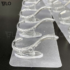 Giá Treo Đồ 6 Móc Nhựa Pha Lê 35x6cm Bản Lớn Dán Tường, Siêu Chịu Lực Không Cần Khoan Đục Tiện Lợi