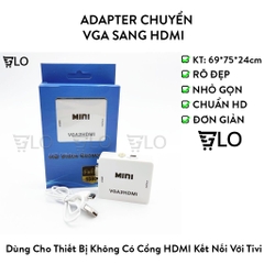 Box Chuyển VGA Sang HDMI HD Mini, Bộ Adapter Chuyển VGA Ra HDMI