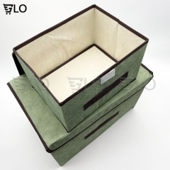 Combo 2 Hộp Vải Đựng Đồ Đa Năng, Thùng Đựng Quần Áo, Đồ Lót, Đồ Chơi Gấp Gọn Bằng Vải, Cứng Cáp Có Nắp Đậy