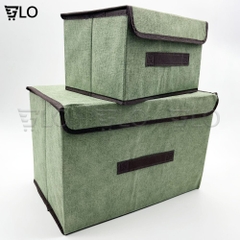 Combo 2 Hộp Vải Đựng Đồ Đa Năng, Thùng Đựng Quần Áo, Đồ Lót, Đồ Chơi Gấp Gọn Bằng Vải, Cứng Cáp Có Nắp Đậy