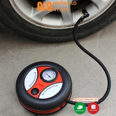 Máy Bơm Lốp Xe Hơi Hình Tròn, Xe Máy Có Đồng Hồ Hình Bánh Xe Dùng Cổng Mồi Thuốc 12v