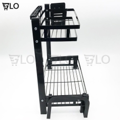 Kệ Đựng Gia Vị 2 Tầng Inox Kích thước 52x32x2.5cm Phủ Sơn Tĩnh Điện Mẫu Mới Để Bàn Cao Cấp