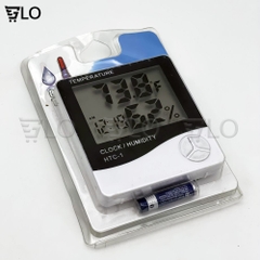 Nhiệt Ẩm Kế HTC-1/HTC-2, Máy Đo Nhiệt Độ, Độ Ẩm, Kiêm Đồng Hồ Báo Thức, Lịch Để Bàn Màn Hình LCD Có Kèm Pin