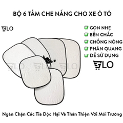 Bộ 6 Tấm Chắn Nắng Tròn Xốp Dày Dặn Cho Xe Ô Tô Có Miếng Nút Giác Hút Cố Định, Miếng Che Nắng Cửa Oto Xe Hơi Cách Nhiệt