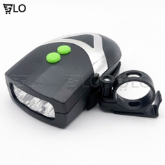 Đèn Pha Led 3 Bóng Chiếu Sáng Kiêm Còi 140db Dành Cho Xe Đạp, Dùng Pin AAA