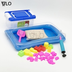 Hộp Đồ Chơi Cát Động Lực Dành Cho Bé, Đủ Bộ Khuôn, Bể, 1kg Cát Vi Sinh An Toàn Cho Trẻ Em