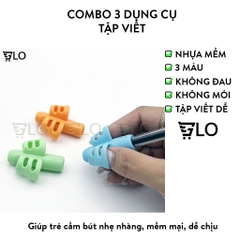 Bộ 3 Dụng Cụ KÊ TAY Tập Viết Chữ Đẹp Cho Bé PENCIL GRIPS, Đệm Tay Xỏ Ngón Silicon Định Vị Giúp Cầm Bút Nhẹ Nhàng