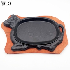 Chảo Gang Bò Bít Tết 28cm Kèm Đế Gỗ