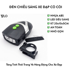 Đèn Pha Led 3 Bóng Chiếu Sáng Kiêm Còi 140db Dành Cho Xe Đạp, Dùng Pin AAA