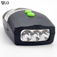 Đèn Pha Led 3 Bóng Chiếu Sáng Kiêm Còi 140db Dành Cho Xe Đạp, Dùng Pin AAA