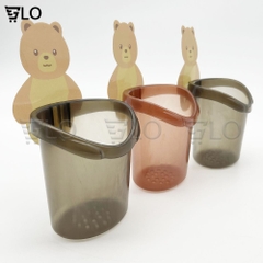Cốc Ly Đựng Bàn Chải Đánh Răng Hình Gấu Nâu Dán Tường Dễ Thương - Nhựa ABS Cao Cấp, Tiện Lợi, Chống Đọng Nước