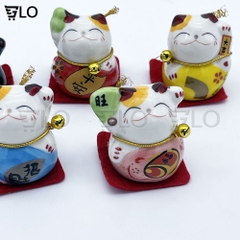 Bộ Tượng Sứ 5 Chú Mèo Thần Tài Nhật Bản Maneki Neko Mini May Mắn