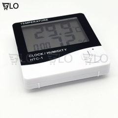 Nhiệt Ẩm Kế HTC-1/HTC-2, Máy Đo Nhiệt Độ, Độ Ẩm, Kiêm Đồng Hồ Báo Thức, Lịch Để Bàn Màn Hình LCD Có Kèm Pin