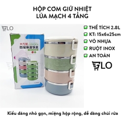 Hộp Cơm Cà Mên Giữ Nhiệt Lúa Mạch 4 Tầng Ruột Inox Tiện Dụng