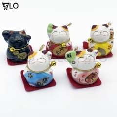 Bộ Tượng Sứ 5 Chú Mèo Thần Tài Nhật Bản Maneki Neko Mini May Mắn