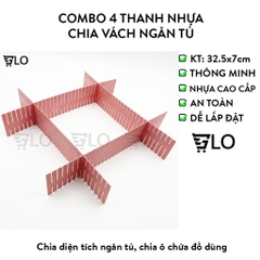 Combo 4 Thanh Nhựa Chia Vách Ngăn Tủ Giúp Sắp Xếp Đồ Đạc Gọn Gàng