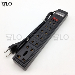Ổ Cắm Điện Có Công Tắc 7 Phích Cắm Màu Đen