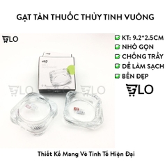 Gạt Tàn Thuốc Thủy Tinh Vuông Bông Nhỏ 9.2cm Cao Cấp