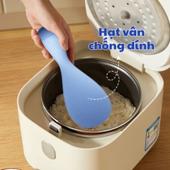 Môi Xới Cơm LẬT ĐẬT Cao Cấp Chịu Nhiệt, Tự Đứng Không Bị Đổ, Muôi Cơm Hạt Vân 3D Không Dính Cơm An Toàn Dễ Dử Dụng