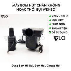 Máy Bơm Hút Chân Không Hoặc Thổi Bụi Wenbo, Dùng Bơm Hồ Bơi, Đệm Hơi, Giường Hơi, Nguồn 220v Cực Mạnh