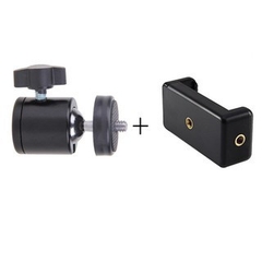 Bộ Kẹp Điện Thoại Kèm Bi Cầu Xoay 360 Độ Có Thể Lắp Đèn Livestream, Chân Đèn, Tripod, Gậy Chụp Ảnh, Giá Đỡ Điện Thoại