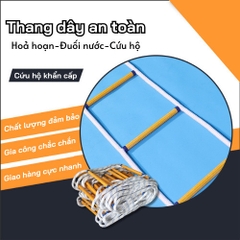 Thang Dây Cứu Hộ Thoát Hiểm An Toàn Đề Phòng Hoả Hoạn Chất Liệu Siêu Bền Cho Mọi Gia Đình Nhựa Polyester Loại 10m