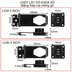 Khóa Mật Khẩu Chốt Cửa Lật Khóa Số Dùng Cho Hòm, Tủ Tài Liệu, Ngăn Kéo Bàn, Cửa Các Loại, Bằng Thép Mạ Chống Gỉ