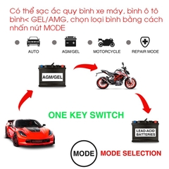 Sạc Bình Ắc Quy 12V 6A INTELLIGEN CHARGER 4AH - 100AH, Tự Ngắt Khi Đầy, Phục Hồi Ắc Quy Bằng Khử Sunfat, Chống Ngược Cực