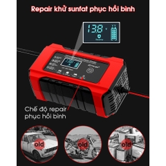 Sạc Bình Ắc Quy 12V 6A INTELLIGEN CHARGER 4AH - 100AH, Tự Ngắt Khi Đầy, Phục Hồi Ắc Quy Bằng Khử Sunfat, Chống Ngược Cực