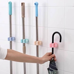 Móc Kẹp Nhựa Treo Chổi, Cây Lau Nhà Đa Năng Chịu Lực 5kg, Không Cần Khoan, Có Keo Dán Kèm Theo