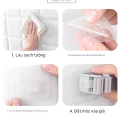 Móc Kẹp Nhựa Treo Chổi, Cây Lau Nhà Đa Năng Chịu Lực 5kg, Không Cần Khoan, Có Keo Dán Kèm Theo