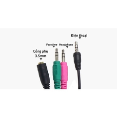 Cáp Livestream 3 Đầu Chuẩn Kết Nối Điện Thoại Android/Iphone Với Soundcard