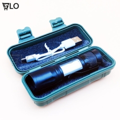 Đèn Pin Siêu Sáng Cao Cấp Mini M2, Có Zoom, 3 Chế Độ Sáng, Có Đèn COB Bên Hông, Kèm Dây Sạc Fullbox