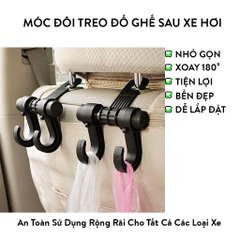 Móc Treo Đôi 2 Chỗ Treo Đồ Sau Ghế Ô Tô - Xoay 180 Độ, Nhựa Cao Cấp, Chịu Tải Lớn