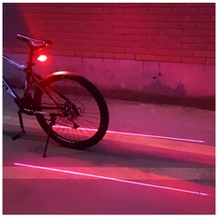 Đèn Led Hậu 2 Dải Laser + 5 Bóng Led Cảnh Báo Xe Đạp Gắn Phía Sau, Chống Nước Giúp Đạp Xe An Toàn Ban Đêm