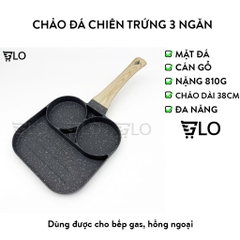 Chảo Đá Chiên Trứng 3 Ngăn/4 Ngăn Tiện Lợi Dùng Được Cho Bếp Ga, Hồng Ngoại