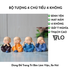 Bộ Tượng 4 Chú Tiểu Bốn Không, Mang Lại Bình Yên, May Mắn, Để Bàn Làm Việc, Xe Hơi, Để Trang Trí