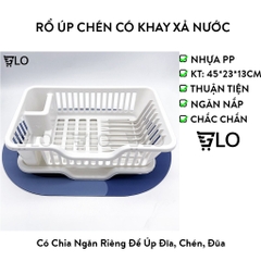 Rổ Úp Chén Đĩa Có Khay Xả Nước Tiện Lợi