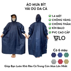 Áo Mưa Bít Vải Dù Da Cá Cao Cấp Người Lớn Đủ Màu 1.4m