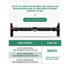 Xà Đơn Treo Tường, Gắn Cửa Điều Chỉnh 65-100cm, 95-135cm Và 120-160cm Kèm Thước Thủy Cân Bằng, Chốt Chống Xoay