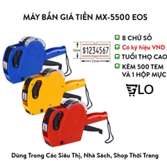 Máy Bắn Giá Tiền Có Ký Hiệu VND, Súng Bấm Giá MX-5500 EOS, Bản In Sắc Nét, Núm Xoay Nhẹ