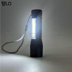 Đèn Pin Siêu Sáng Cao Cấp Mini M2, Có Zoom, 3 Chế Độ Sáng, Có Đèn COB Bên Hông, Kèm Dây Sạc Fullbox
