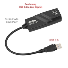 Card Mạng USB 3.0 To Lan 10/100/1000Mbps Ethernet, Bộ Chuyển Đổi Cáp Mạng Sang USB Tốc Độ Cao, USB Sang LAN