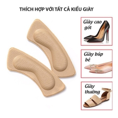 Miếng Lót Gót Giày 4D - Bảo Vệ Gót Sau Cao Cấp, Chống Thốn, Trầy Chân, Mút Ép Vải