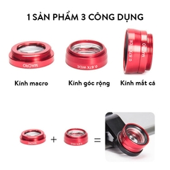 Ống Len Camera 001, Bộ Ống Kính 3 Trong 1 Gồm Kính Macro, Góc Rộng, Fisheye Cho Điện Thoại Thông Minh, Máy Tính Bảng