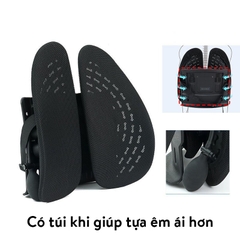 Đệm Tựa Lưng Văn Phòng Có Túi Khí Công Thái Học, Tựa Lưng Ghế Văn Phòng Ergonomic Dùng Được Cả Trên Ô Tô