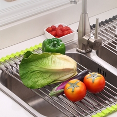Kệ Để Chén Xếp Gọn Inox Gắn Bồn Rửa Chén, Có Thể Cuộn Tròn, Giải Pháp Tiện Ích Cho Mọi Gia Đình